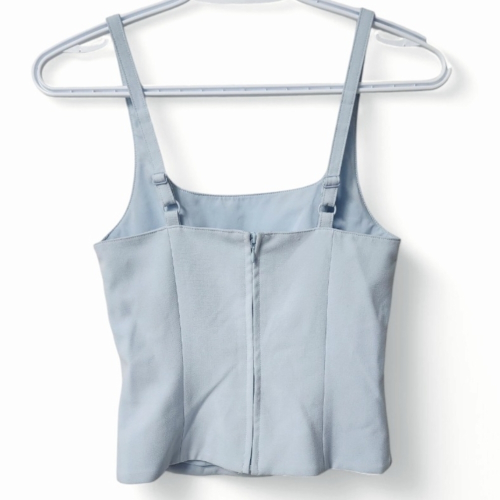 Nwt! French Connection Harrie Tailored Square Neck Top, Light Blue - Picture 5 of 10